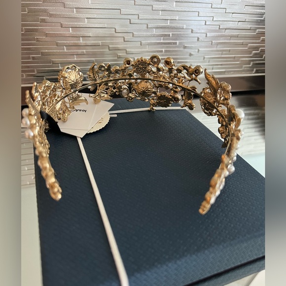 BRAND NWT PRONOVIAS GOLD BRIDAL HEADBAND - Picture 7 of 11